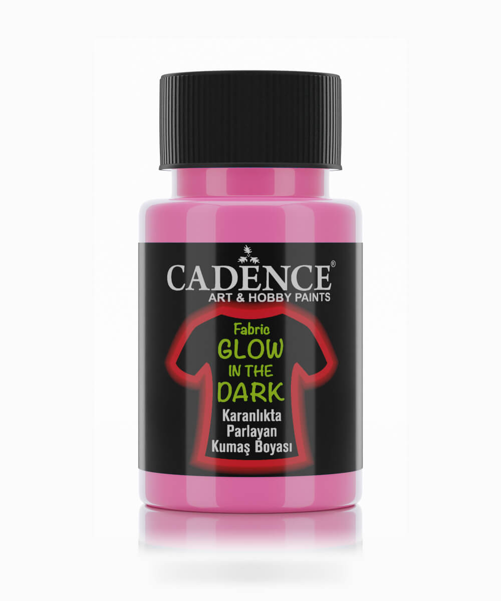 025_fabric.glowinthedarkpembe Pembe Cadence Karanlıkta Parlayan Kumaş Boyası 50 ML - Görsel 1